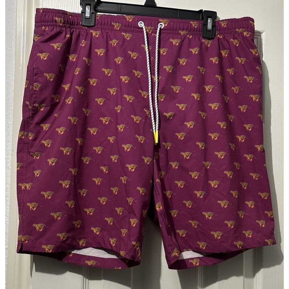 Bonobos Riviera Recycled Swim Trunks Shorts Tiger Sprint Print Size XL Pockets